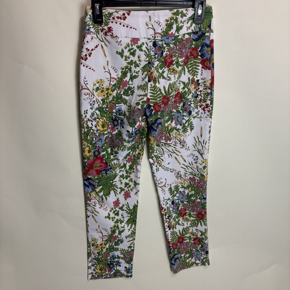 Joseph Ribkoff Pants Peddle Pusher Cropped Stretch Floral Sz 8 Bouquet Flowers - Picture 4 of 7